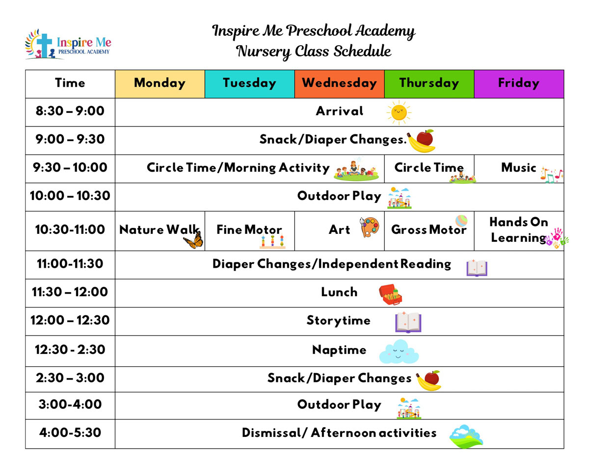 Young Explorers Schedule